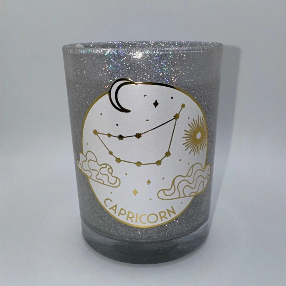 Capricorn Glitter Candle Constellation Design